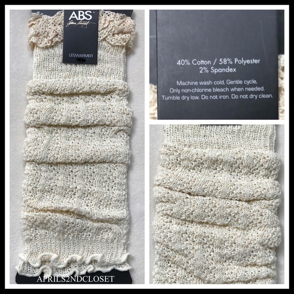 ABS IVORY CROCHET KNIT LEG WARMERS BOOT COVERS - Picture 7 of 8